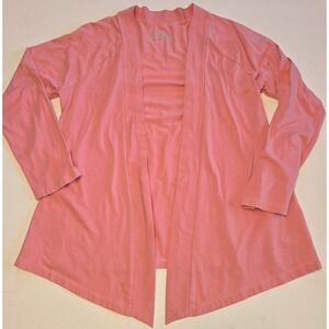 Sahalie Peach Coral Long Sleeve Open Front Cardigan Womens Size Med